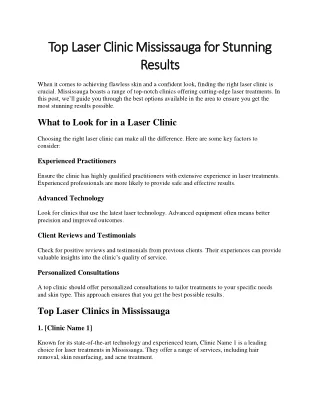 Top Laser Clinic Mississauga for Stunning Results 5