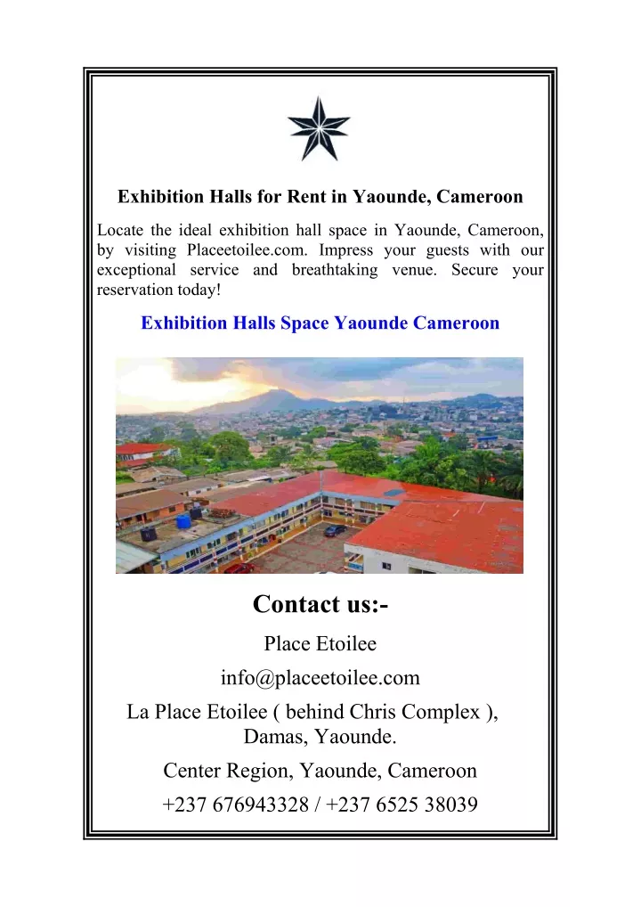 exhibition halls for rent in yaounde cameroon