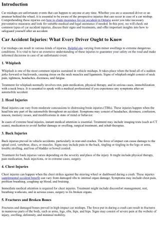 Car Accident Injuries: What Every Driver Should Know