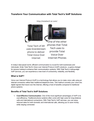 Transform Your Communication with TotalTech's VoIP Solutions