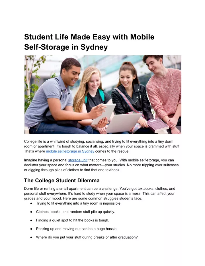 student life made easy with mobile self storage