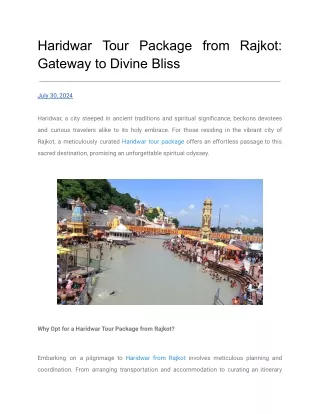 Haridwar Tour Package from Rajkot_ Gateway to Divine Bliss