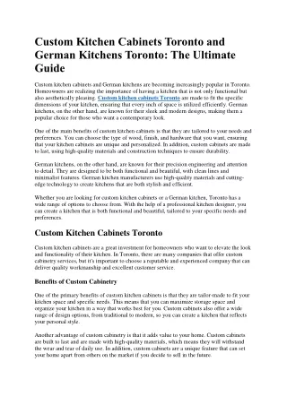 Custom Kitchen Cabinets Toronto and German Kitchens Toronto