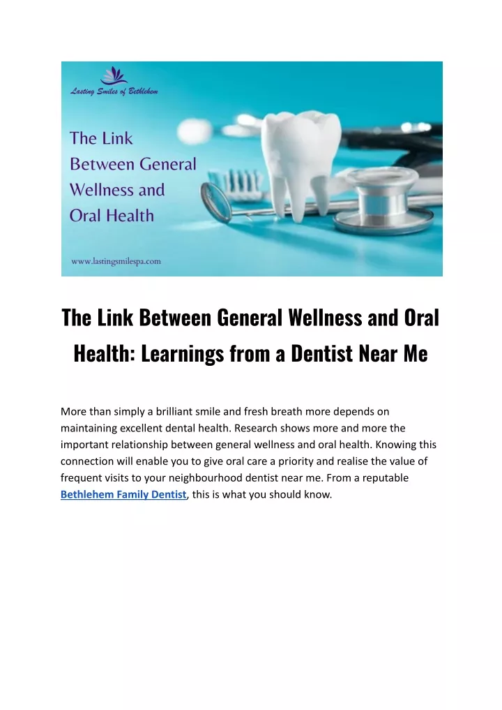 the link between general wellness and oral health