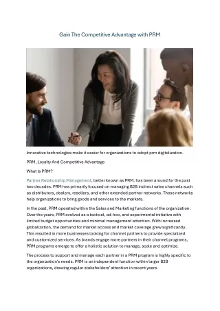 gain the competitive advantage with prm