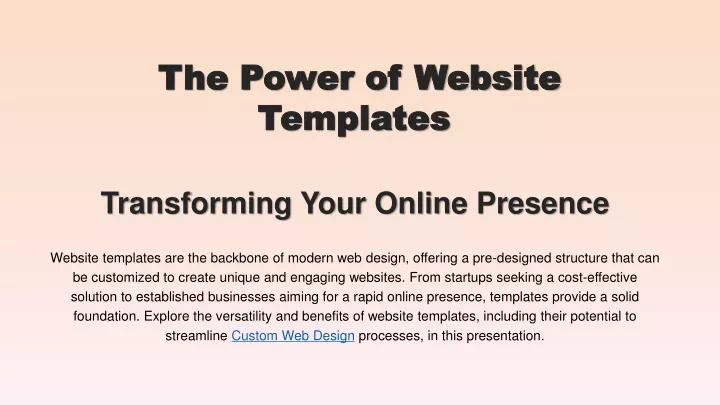 the power of website templates