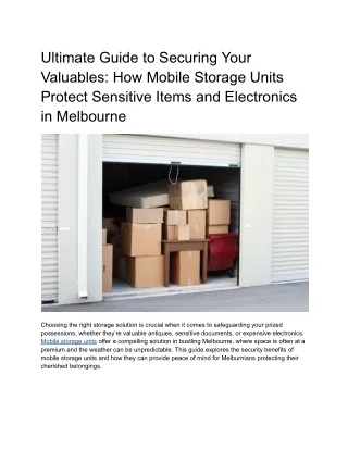 Ultimate Guide to Securing Your Valuables_How Mobile Storage Units Protect Sensitive Items and Electronics in Melbourne