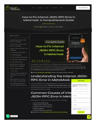 How to Fix Internal JSON-RPC Error in Metamask?