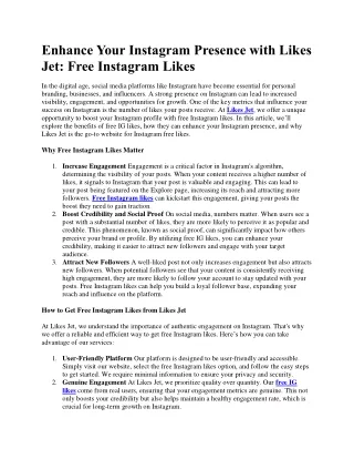 Enhance Your Instagram Presence with Likes Jet