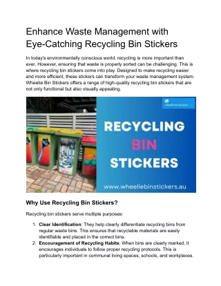 Recycling bin stickers