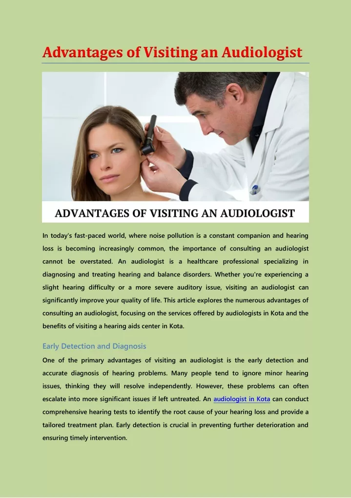 advantages of visiting an audiologist