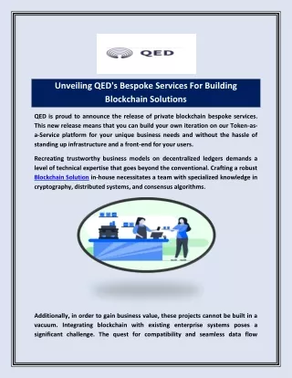 Unveiling QED's Bespoke Services For Building Blockchain Solutions