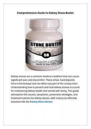 Comprehensive Guide to Kidney Stone Buster