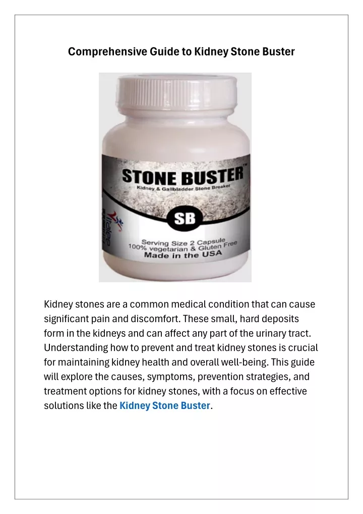 comprehensive guide to kidney stone buster