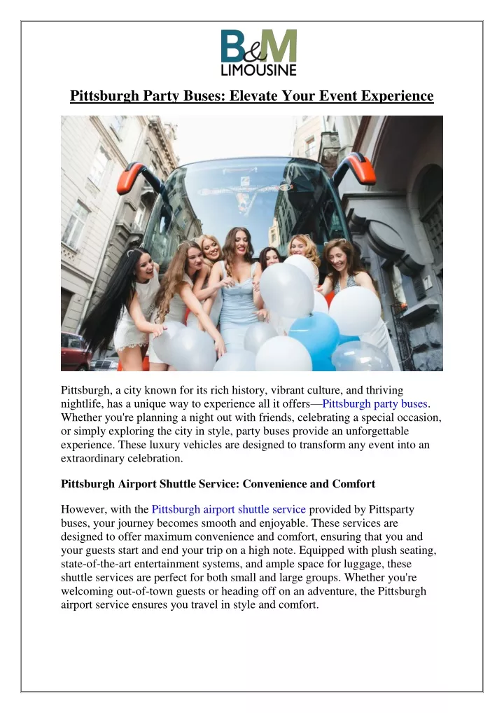 pittsburgh party buses elevate your event