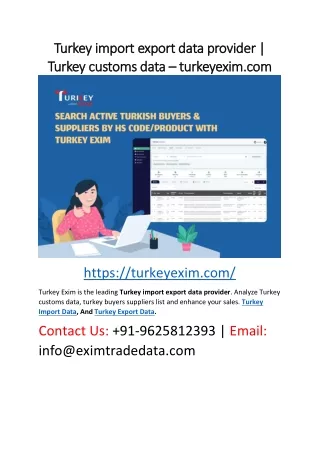 Turkey import export data provider - turkeyexim.com