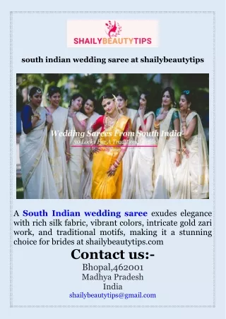 south indian wedding saree at  shailybeautytips