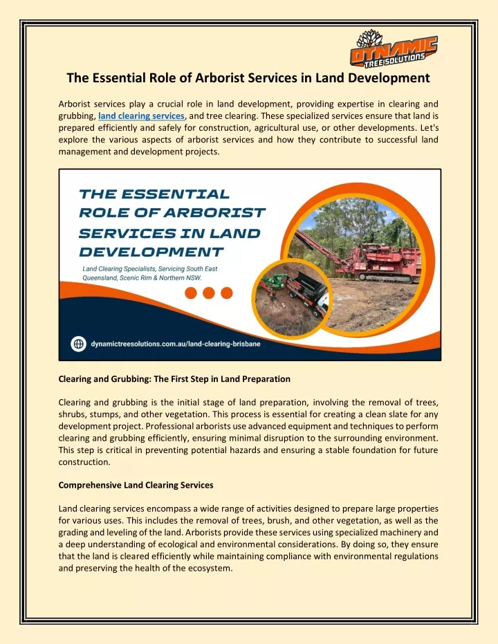 the essential role of arborist services in land