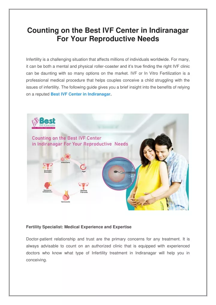 counting on the best ivf center in indiranagar