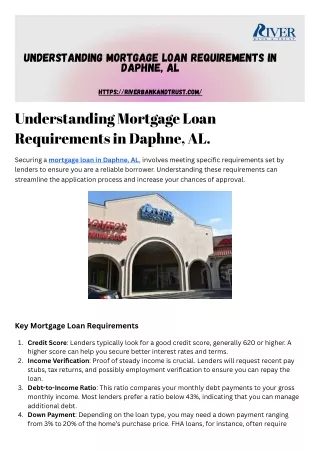 Understanding Mortgage Loan Requirements in Daphne, AL.