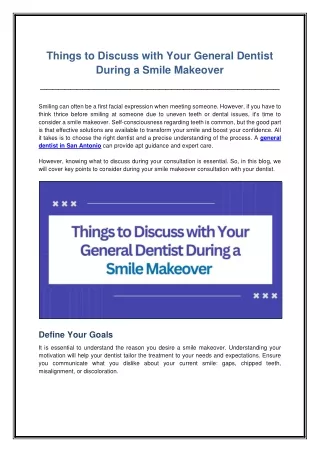 Things to Discuss with Your General Dentist During a Smile Makeover