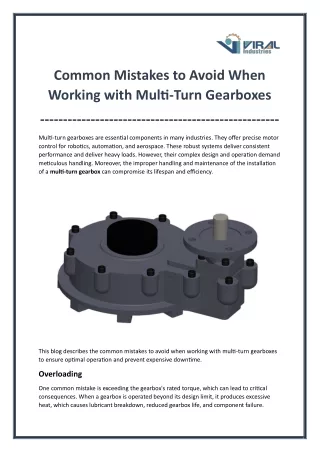 Common Mistakes to Avoid When Working With Multi-Turn Gearboxes