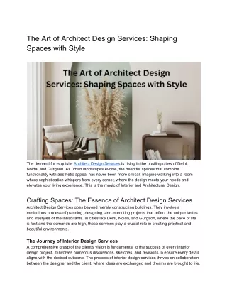 The Art of Architect Design Services_ Shaping Spaces with Style