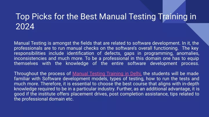 top picks for the best manual testing training