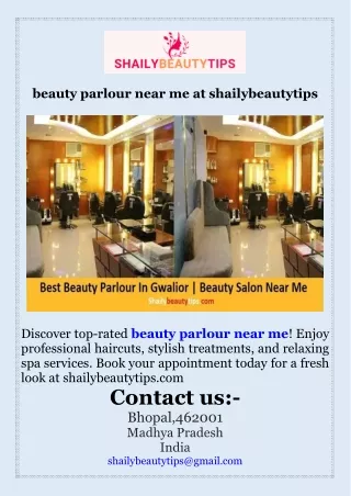 beauty parlour near me at  shailybeautytips
