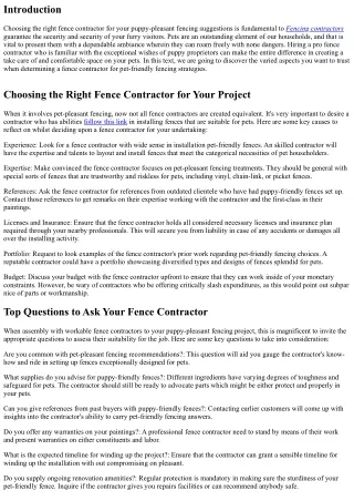 “How to Choose a Fence Contractor for Pet-Friendly Fencing Options”