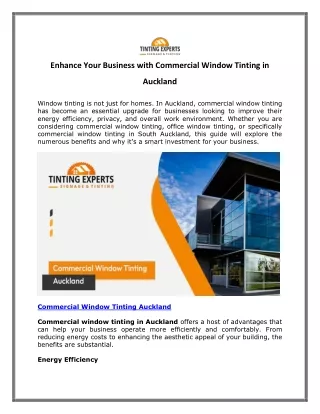 Enhance Your Business with Commercial Window Tinting in Auckland