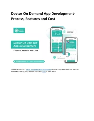 Doctor On Demand App Development- Process, Features and Cost