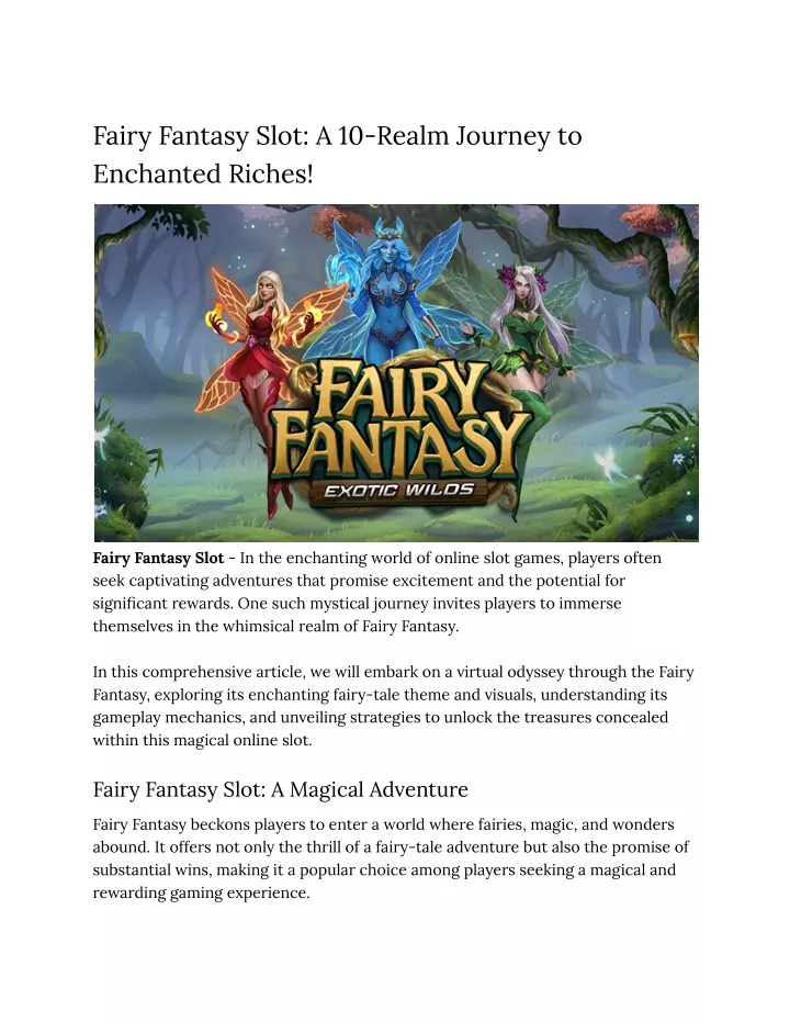 fairy fantasy slot a 10 realm journey