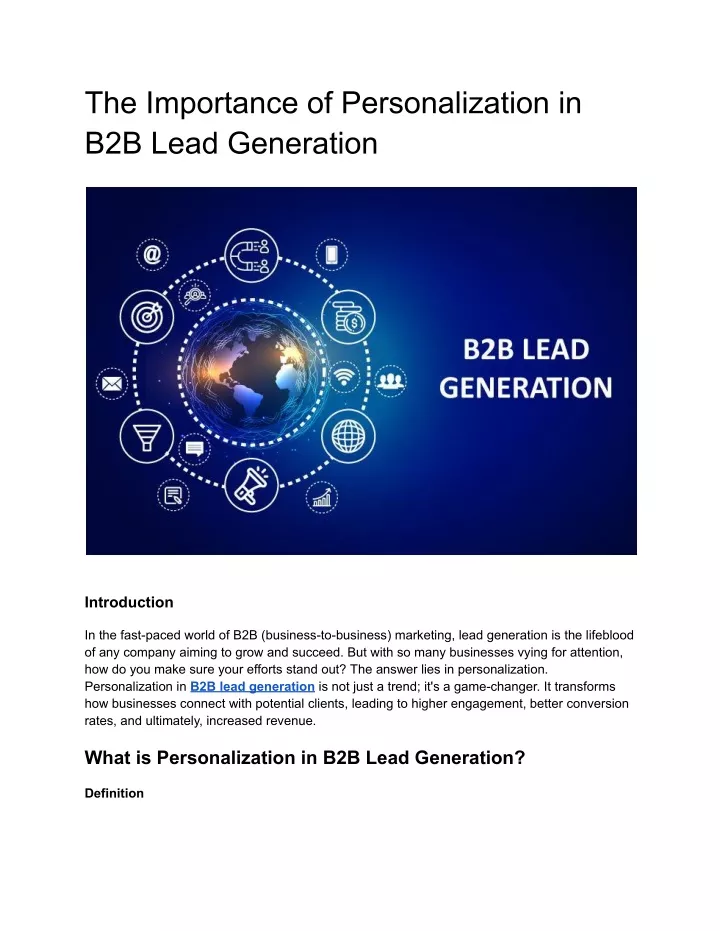 the importance of personalization in b2b lead