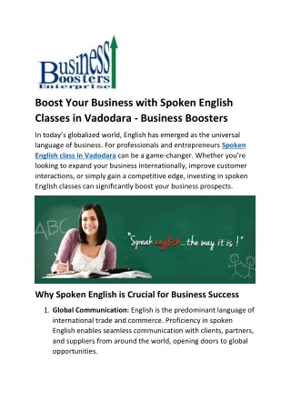 Boost Your Business with Spoken English Classes in Vadodara