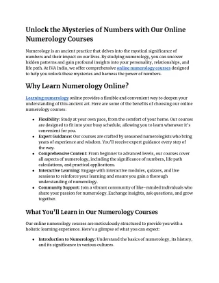 Unlock the Mysteries of Numbers with Our Online Numerology Courses