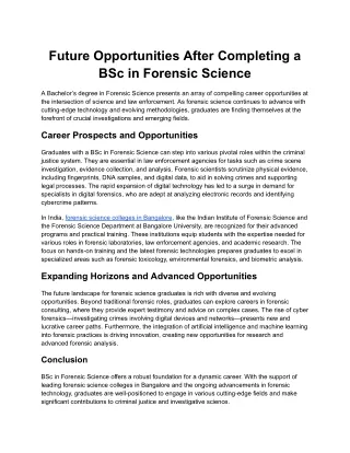 future opportunities after completing