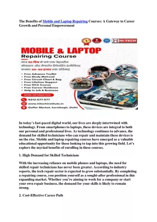 BEST MOBILE REPAIRING COURSES