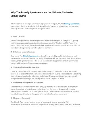Why The Blakely Apartments are the Ultimate Choice for Luxury Living