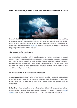 Why Cloud Security is Your Top Priority and How to Enhance It Today
