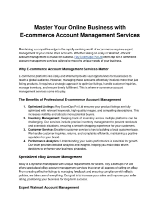 master your online business with e commerce account management services