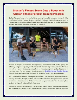 Sharjah's Fitness Scene Gets a Boost with Qudrah Fitness Parkour Training Program