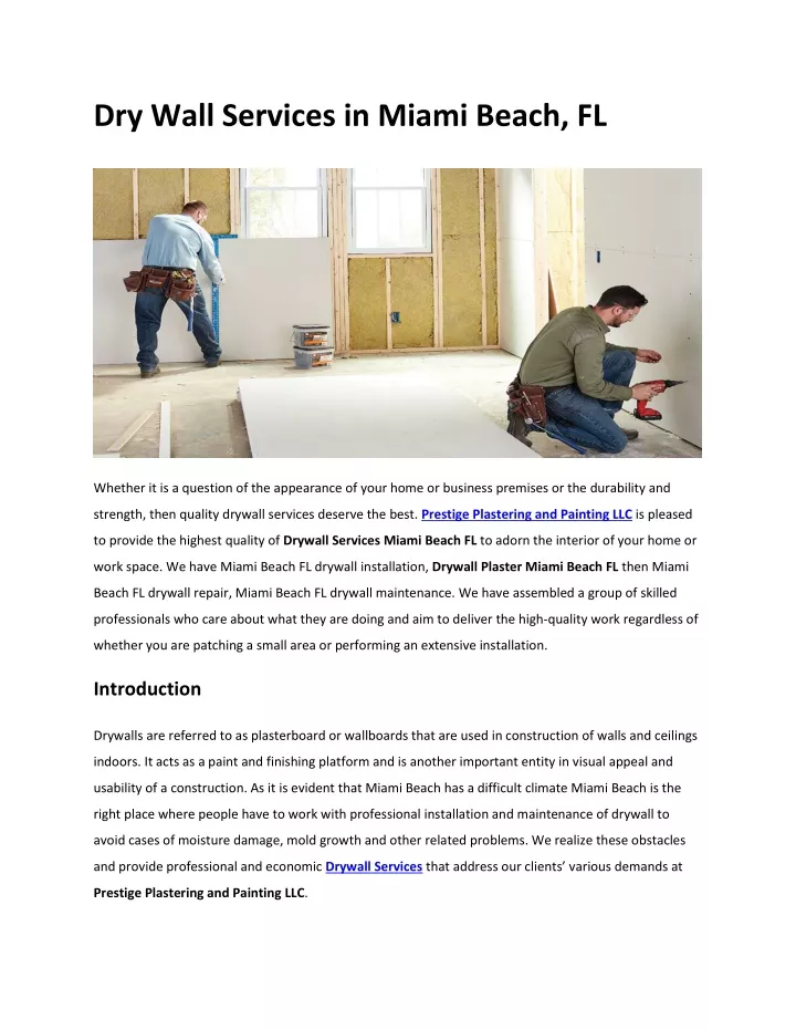 dry wall services in miami beach fl