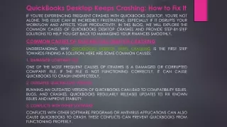 quickbooks desktop keeps crashing how to fix it