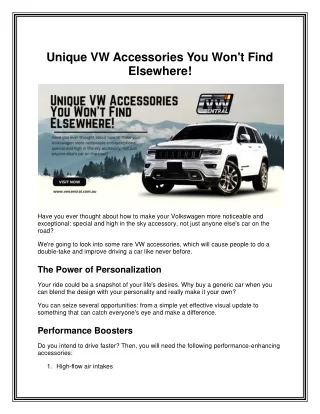 Unique VW Accessories You Won't Find Elsewhere!