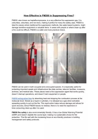 how effective is fm200 in suppressing fires