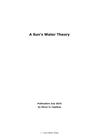 Suns Water Theory and Study Pre-Publication 4 July 2024