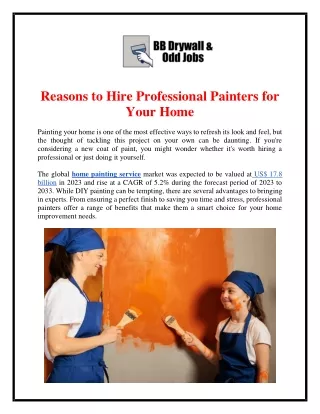 Reasons to Hire Professional Painters for Your Home