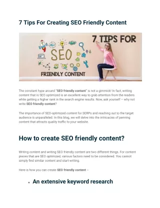 7 Tips For Creating SEO Friendly Content