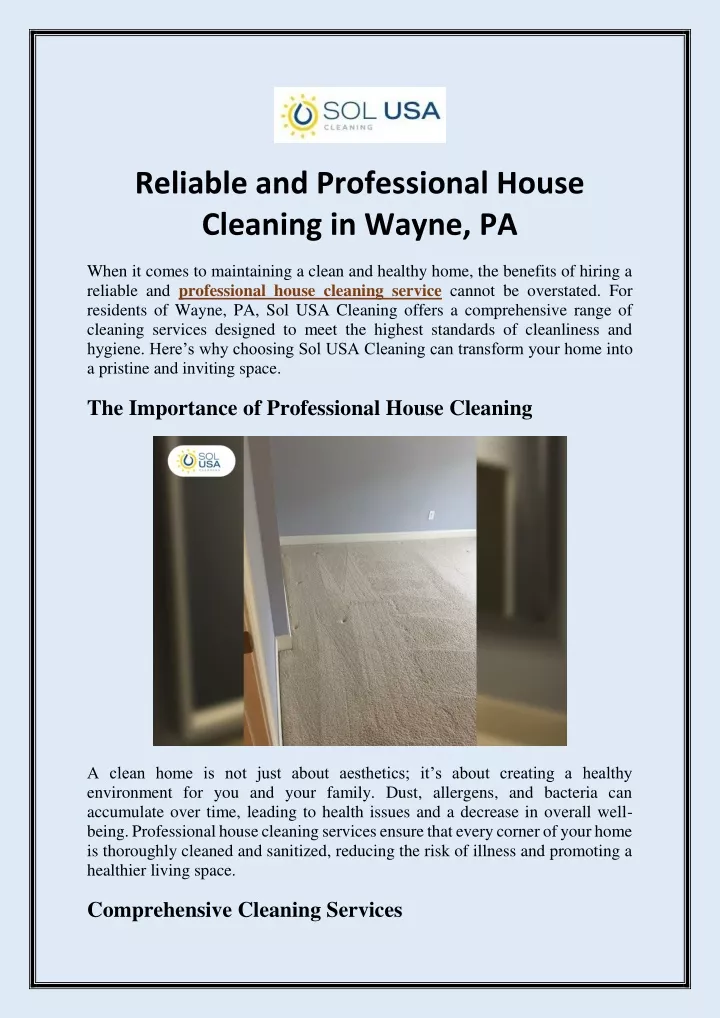 reliable and professional house cleaning in wayne